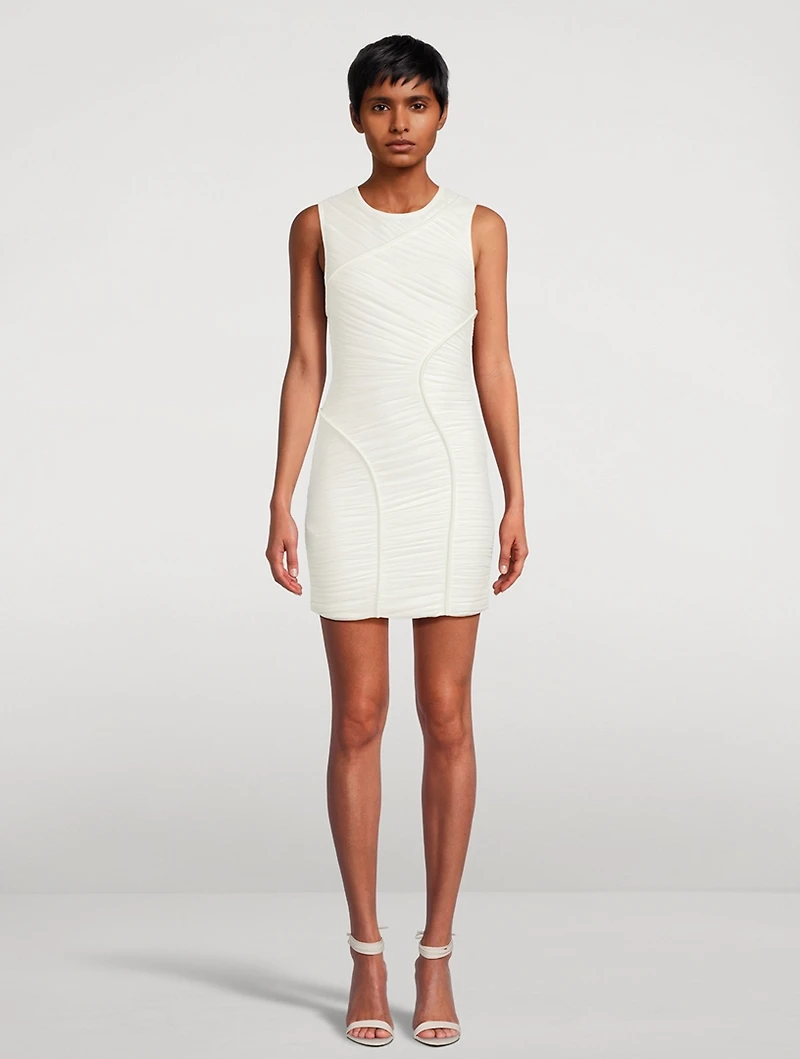 Ruched Mesh Mini Dress
