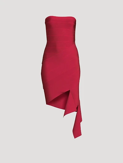 Slashed Strapless Mini Dress