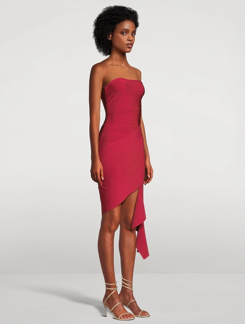 Slashed Strapless Mini Dress