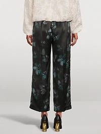 Puvis Silk Wide-Leg Trousers Floral Print
