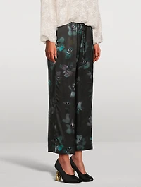 Puvis Silk Wide-Leg Trousers Floral Print