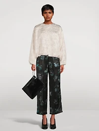 Puvis Silk Wide-Leg Trousers Floral Print