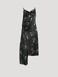 Darina Draped Silk Dress Floral Print