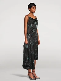 Darina Draped Silk Dress Floral Print