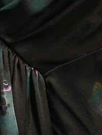 Darina Draped Silk Dress Floral Print