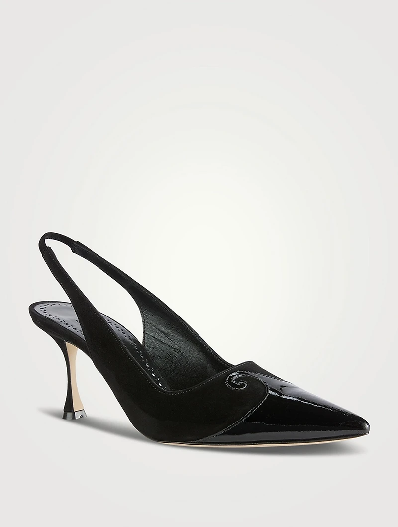 Zaborus Suede And Patent Leather Slingback Pumps