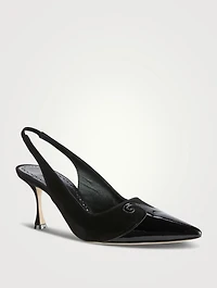 Zaborus Suede And Patent Leather Slingback Pumps