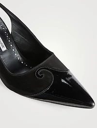 Zaborus Suede And Patent Leather Slingback Pumps