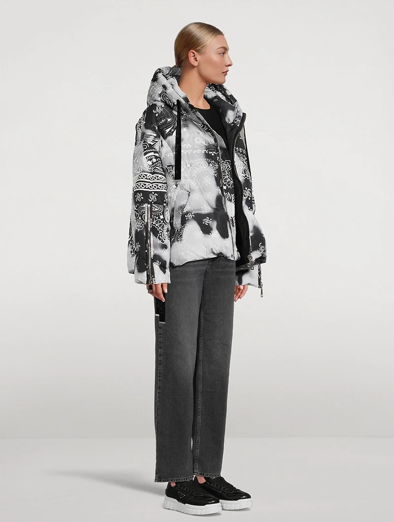 Puff Khris Velour Down Jacket In Bandana Print