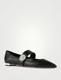 Macaron Leather Mary Jane Ballet Flats