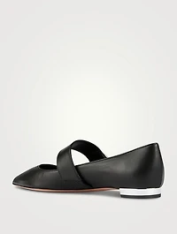 Macaron Leather Mary Jane Ballet Flats