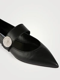 Macaron Leather Mary Jane Ballet Flats