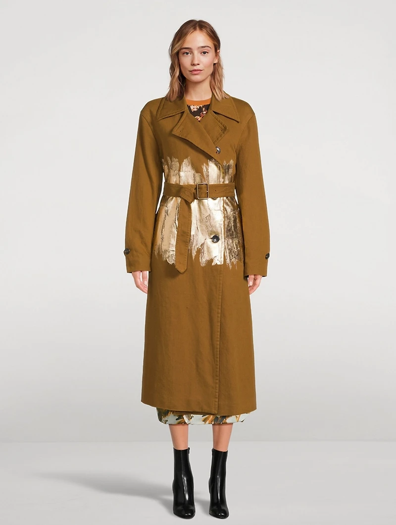 Ronas Trench Coat With Metallic Print