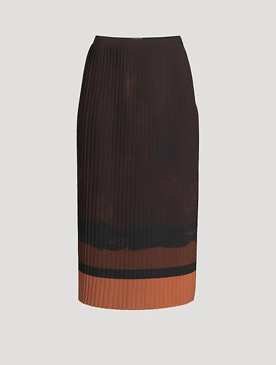 Sarbean Bis Pleated Skirt Brush-Stroke Print