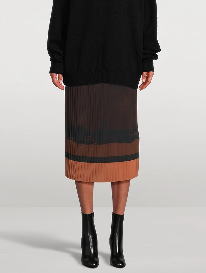 Sarbean Bis Pleated Skirt Brush-Stroke Print