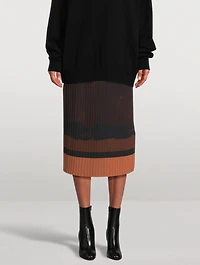 Sarbean Bis Pleated Skirt Brush-Stroke Print
