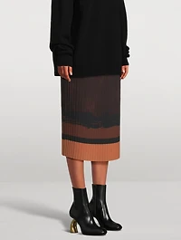 Sarbean Bis Pleated Skirt Brush-Stroke Print