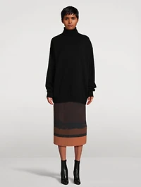 Sarbean Bis Pleated Skirt Brush-Stroke Print