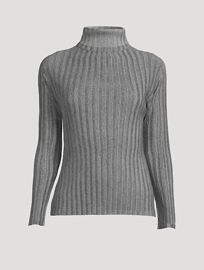 Rib Pleats Basics Turtleneck Top