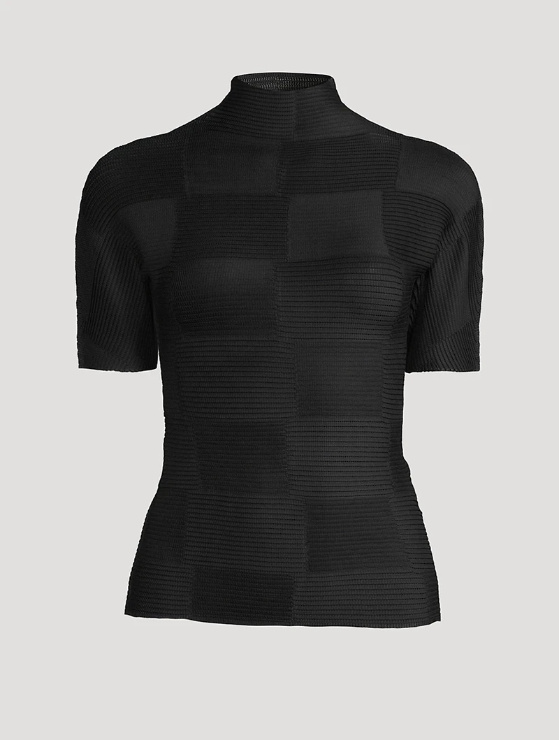 Checkered Pleats Top