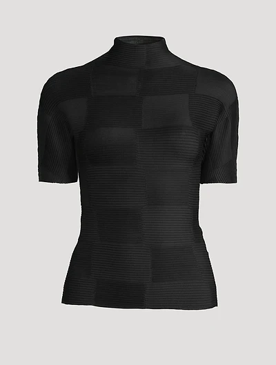 Checkered Pleats Top