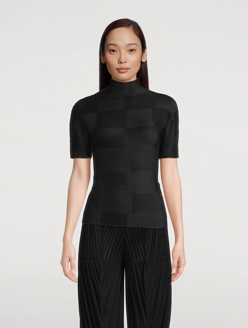 Checkered Pleats Top