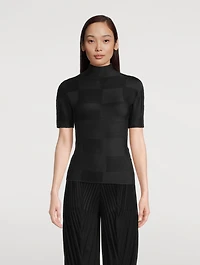 Checkered Pleats Top
