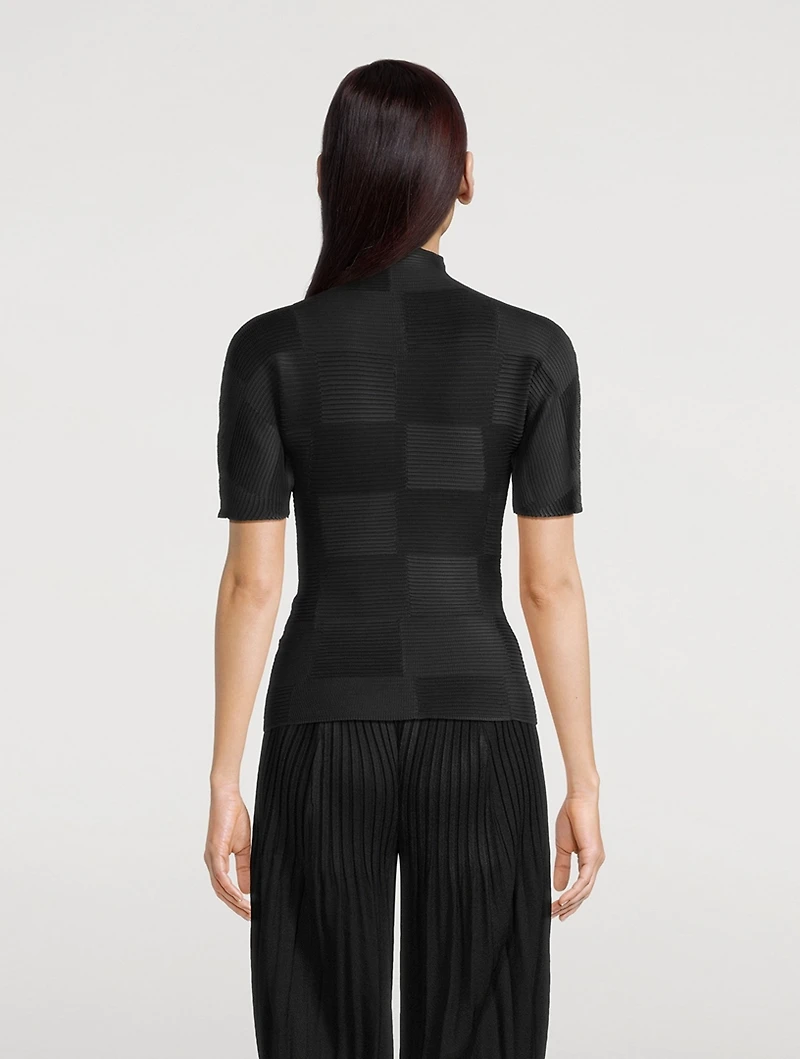 Checkered Pleats Top
