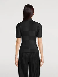 Checkered Pleats Top
