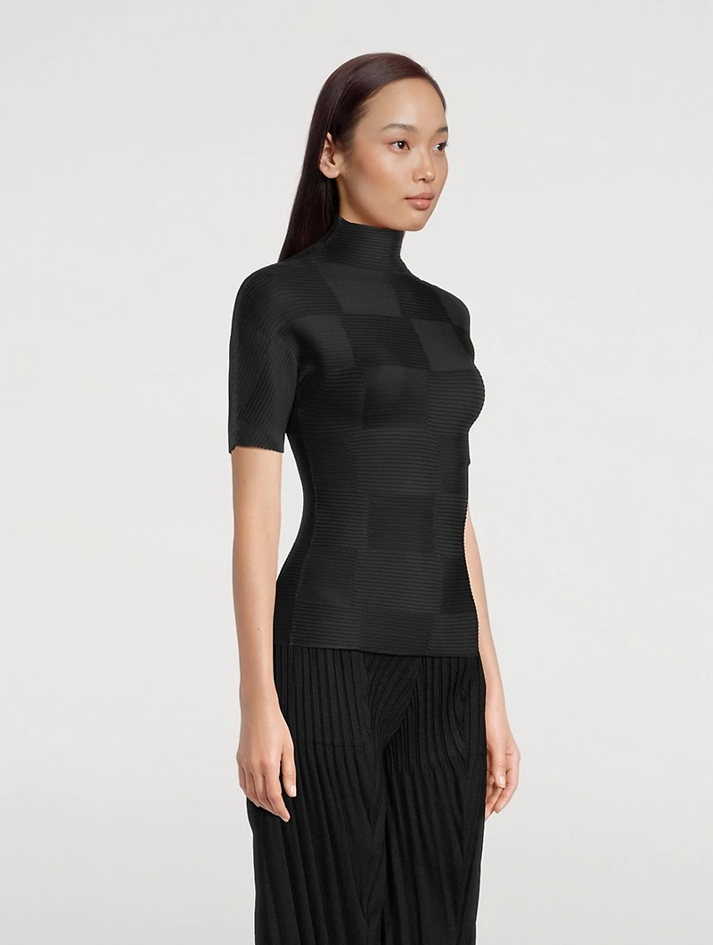 Checkered Pleats Top