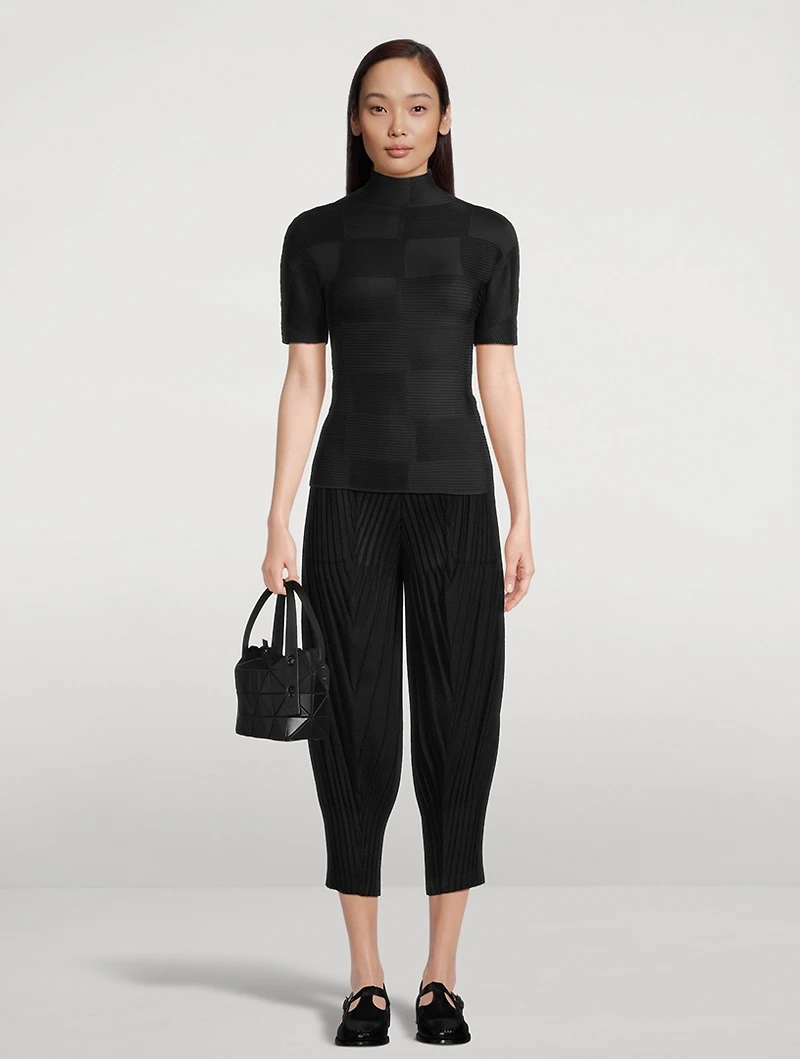 Checkered Pleats Top