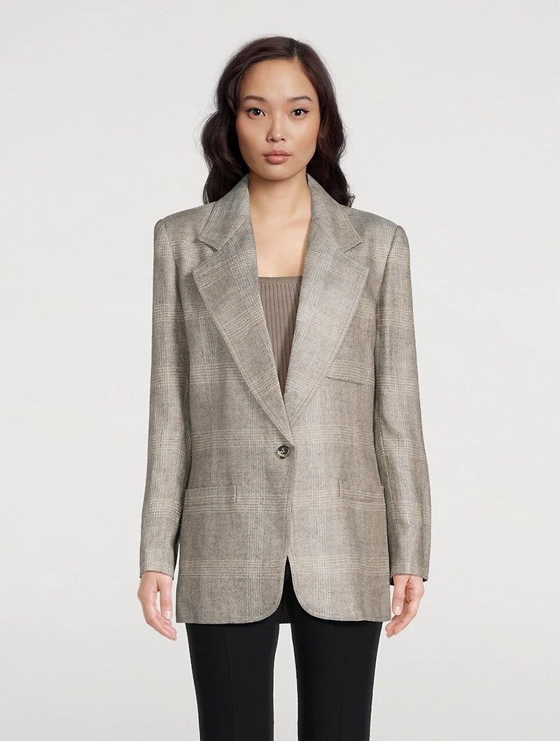 Hopsack Linen Oversized Blazer