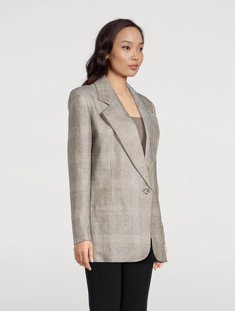 Hopsack Linen Oversized Blazer