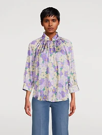Gathered Blouse Floral Print