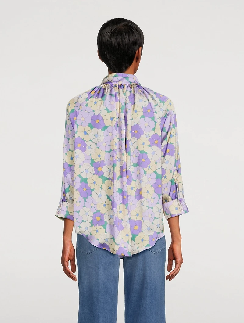 Gathered Blouse Floral Print