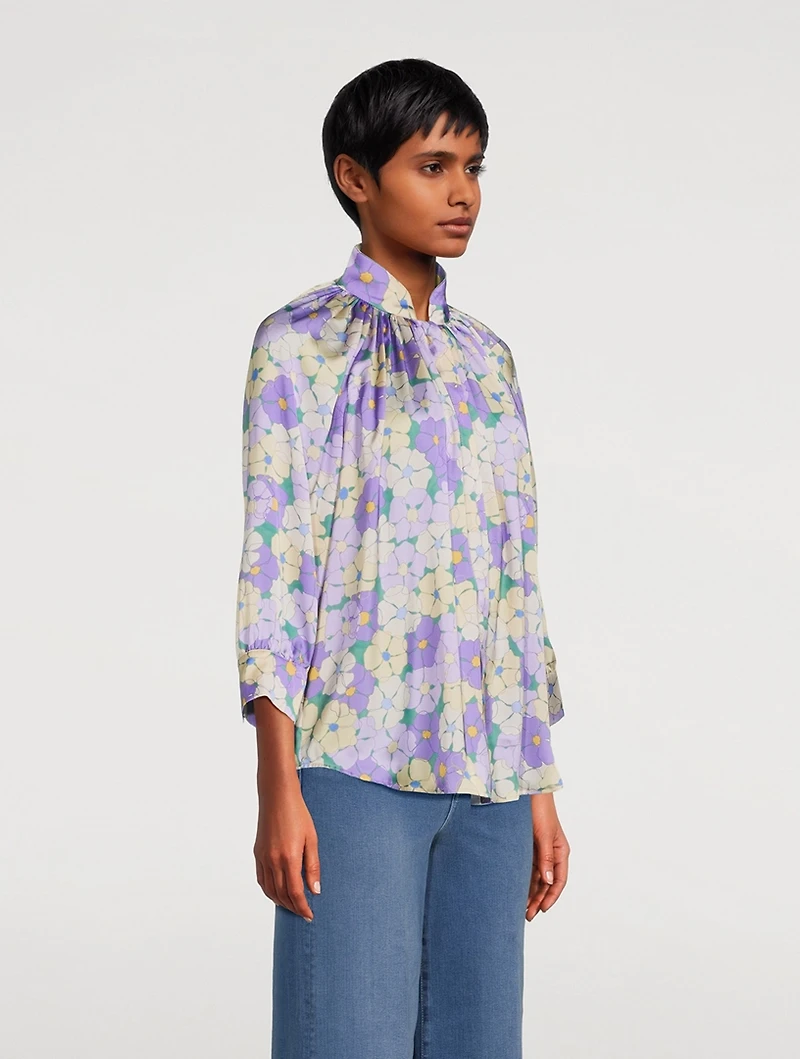 Gathered Blouse Floral Print