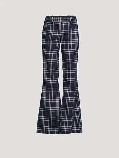 Bootcut Trousers Plaid Print