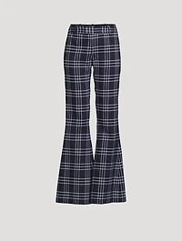 Bootcut Trousers Plaid Print