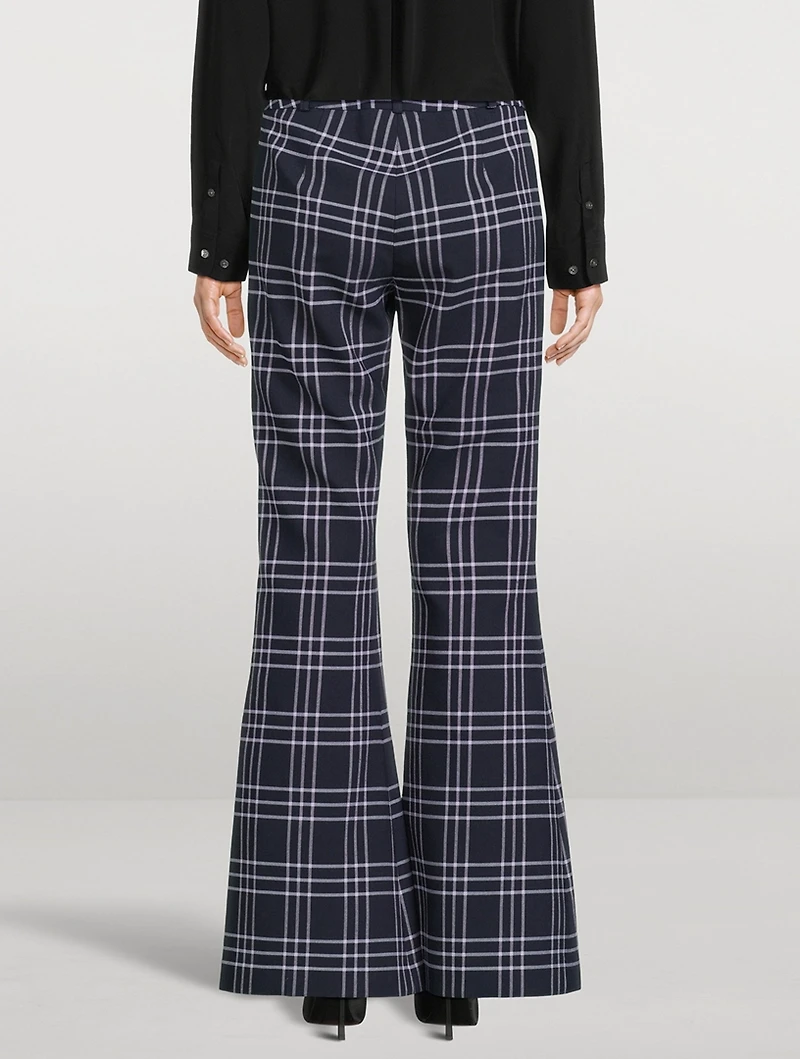 Bootcut Trousers Plaid Print