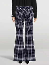 Bootcut Trousers Plaid Print