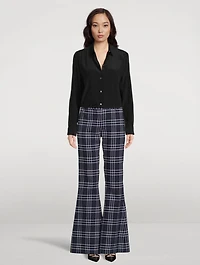 Bootcut Trousers Plaid Print