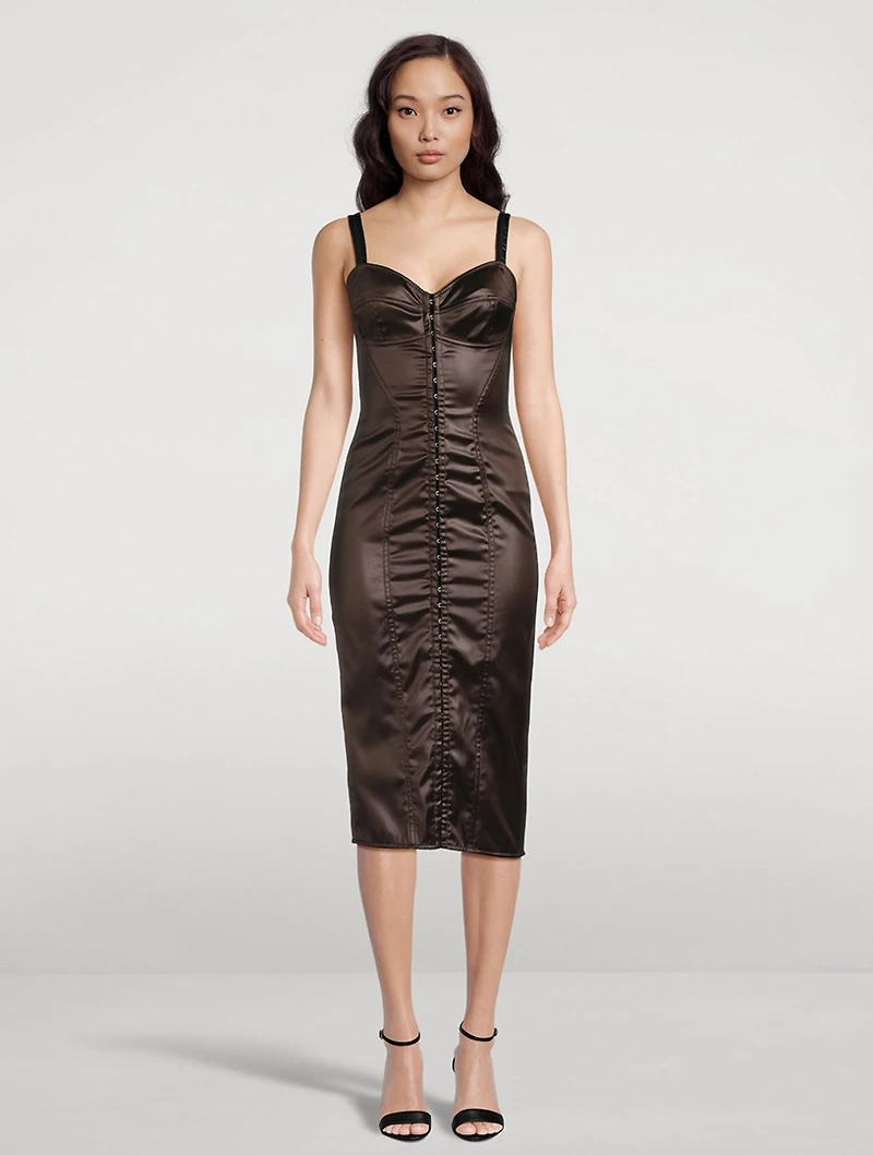 Laminated Corset Midi Dress