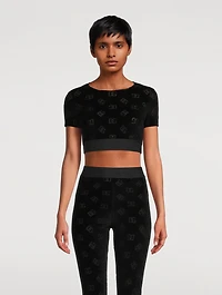 Flocked Jersey Cropped T-Shirt