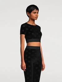 Flocked Jersey Cropped T-Shirt