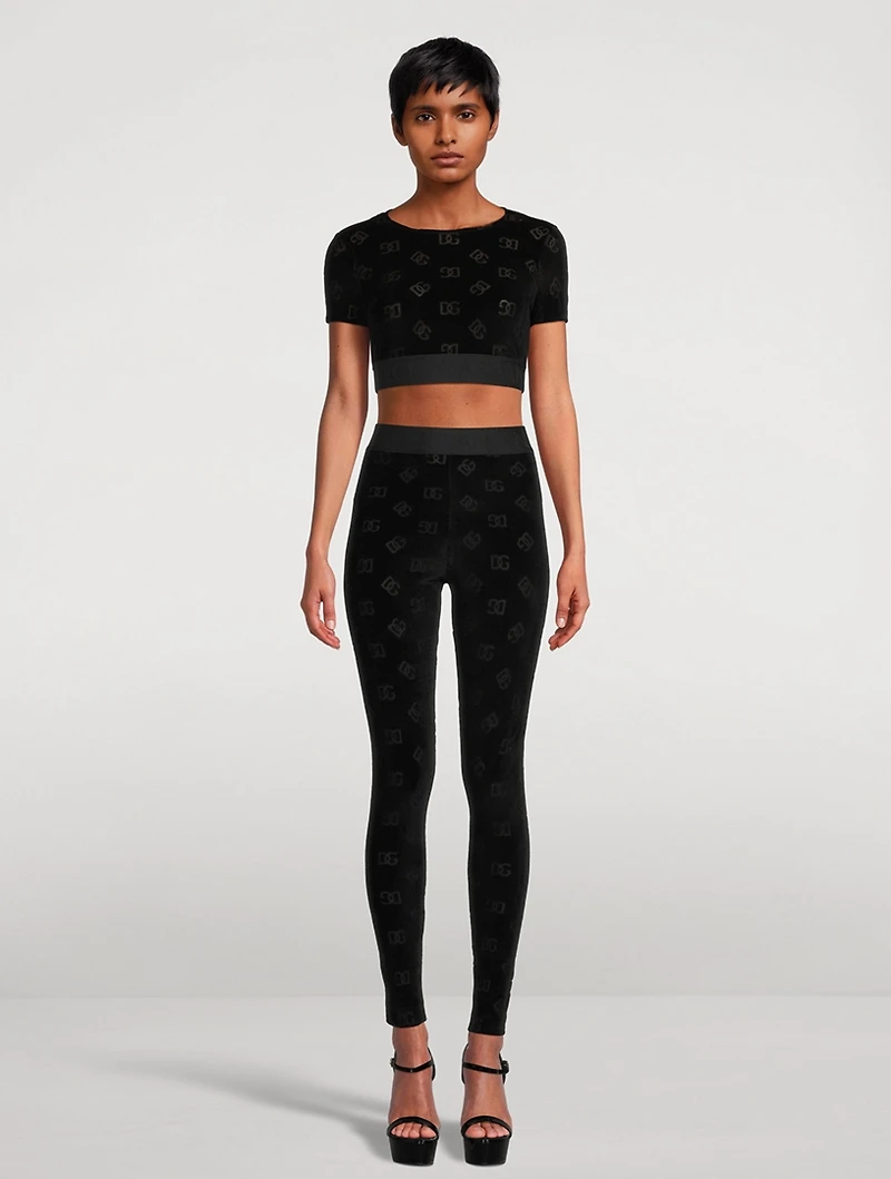 Flocked Jersey Cropped T-Shirt