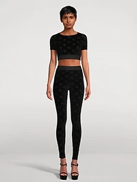 Flocked Jersey Cropped T-Shirt