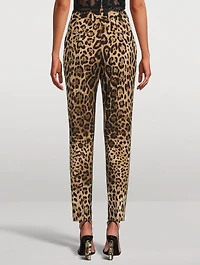 Stretch-Wool Tapered Trousers Leopard Print