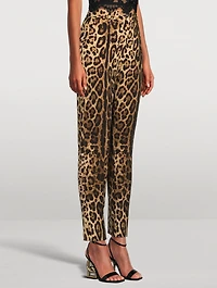 Stretch-Wool Tapered Trousers Leopard Print