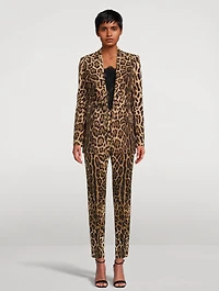 Stretch-Wool Tapered Trousers Leopard Print