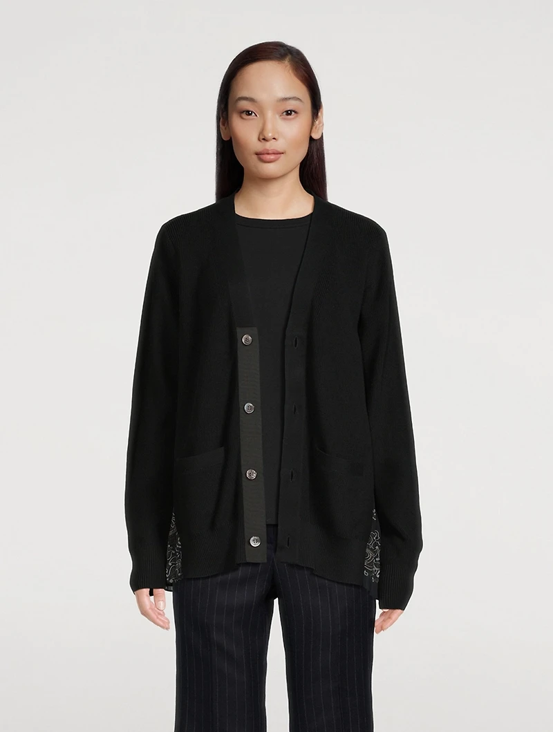 Cotton Cardigan With Satin Back